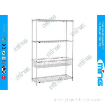 Customized Carbon Steel Mobile Wire Shelving / Chrome Wire